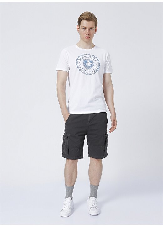 Routefield Trevor Bisiklet Yaka Slim Fit Baskılı Beyaz Erkek T-Shirt 2