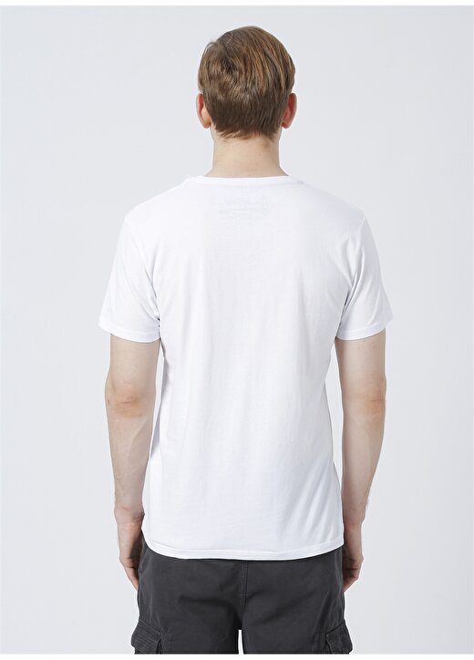 Routefield Trevor Bisiklet Yaka Slim Fit Baskılı Beyaz Erkek T-Shirt 4