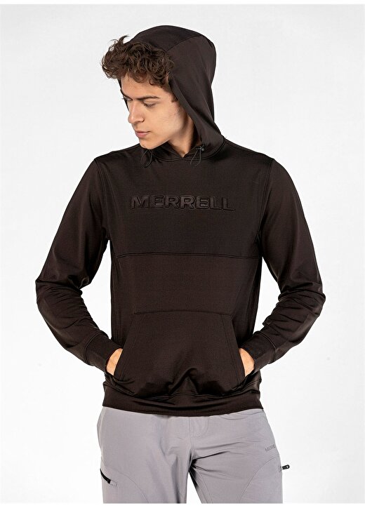 Merrell M2shock 10010 Shock Kapüşonlu Normal Kalıp Baskılı Siyah Erkek Sweatshirt 2