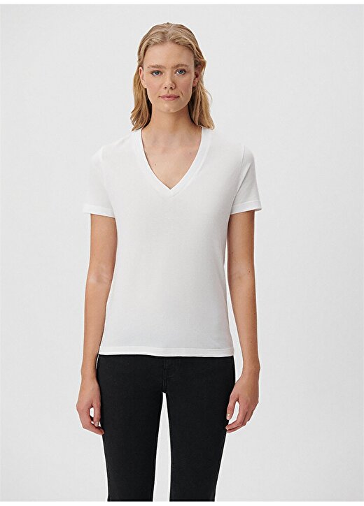 Mavi M1600956-620 Yuvarlak Yaka Normal Kalıp Beyaz Kadın T-Shirt 3