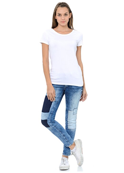 Mavi Yuvarlak Yaka Beyaz Kadın T-Shirt M162767-620 BASIC TİŞÖRT 2