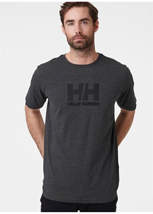 Helly Hansen Bisiklet Yaka Normal Kalıp Düz Füme Melanj Erkek Polo T-Shirt 2