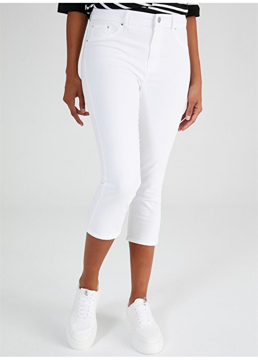 Faik Sönmez B00078-1 Normal Bel Dar Kalıp Beyaz Kadın Pantolon 4