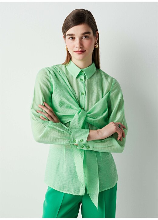 İpekyol Normal Açık Yeşil Kadın Gömlek IS1220025155011 1