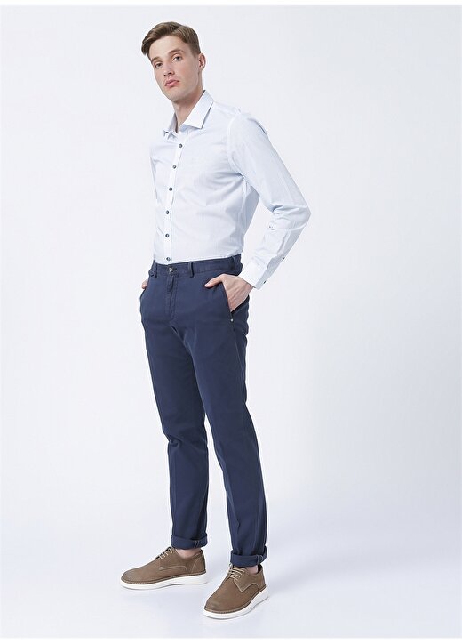 Beymen Business 4B2022200011 Klasik Yaka Slim Fit Beyaz - Mavi Erkek Gömlek 2