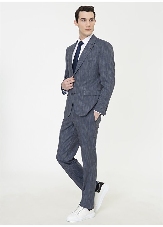 Pierre Cardin E19298/ST Mono Yaka Normal Bel Slim Fit Mikro Açık Lacivert Erkek Takım Elbise 3