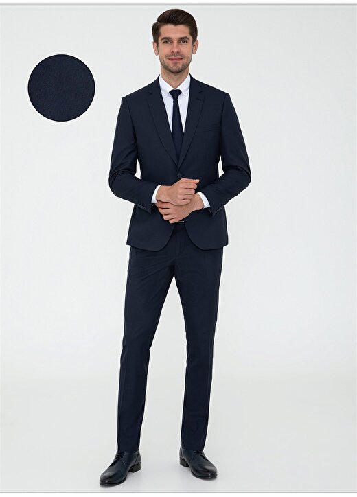 Pierre Cardin N00040/ST Mono Yaka Normal Bel Slim Fit Düz Lacivert Erkek Takım Elbise 1
