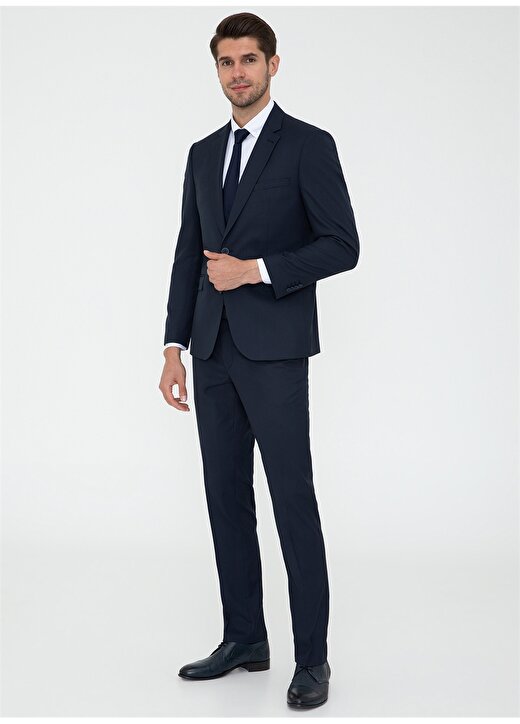 Pierre Cardin N00040/ST Mono Yaka Normal Bel Slim Fit Düz Lacivert Erkek Takım Elbise 3