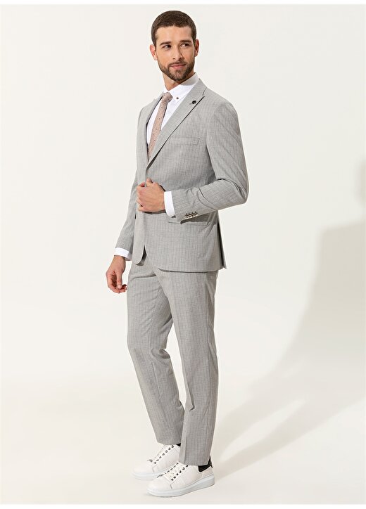 Pierre Cardin T19102/EXT Kırlangıç Yaka Normal Bel Extra Slim Mikro Gri Erkek Takım Elbise 3