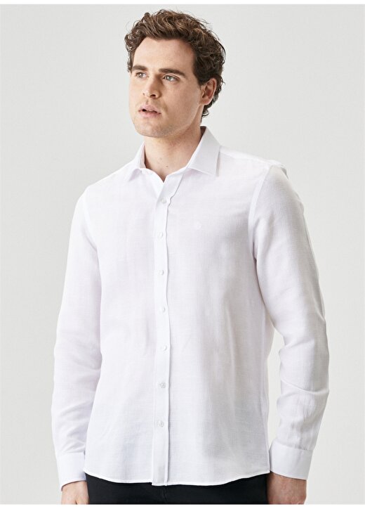 Beymen Business 4B2022200016 Klasik Yaka Slim Fit Beyaz Erkek Gömlek 3