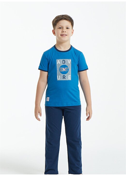 Blackspade 30842 Yuvarlak Yaka Normal Bel Normal Kalıp Düz Mavi - Lacivert Erkek Çocuk Pijama Takımı 1