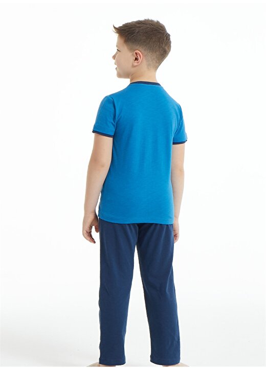 Blackspade 30842 Yuvarlak Yaka Normal Bel Normal Kalıp Düz Mavi - Lacivert Erkek Çocuk Pijama Takımı 2