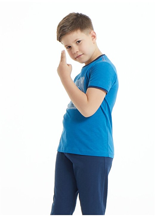 Blackspade 30842 Yuvarlak Yaka Normal Bel Normal Kalıp Düz Mavi - Lacivert Erkek Çocuk Pijama Takımı 3