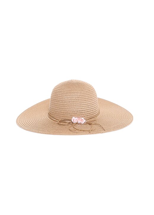 Big White Deve Tüyü Unisex Rose Hasır Plaj Şapkası 1