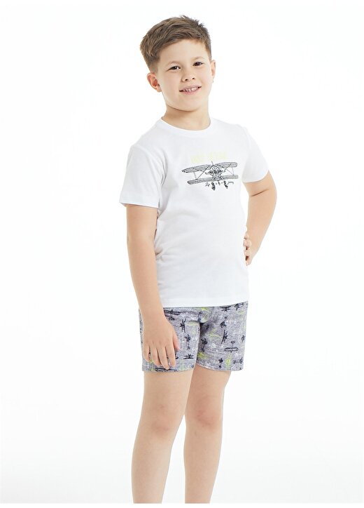 Blackspade Beyaz Erkek Çocuk Yuvarlak Yaka Pijama Takımı 30883 3