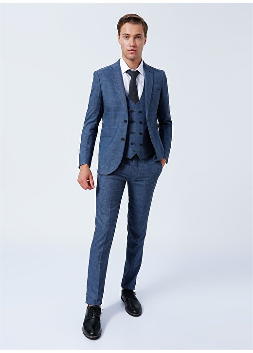 Süvari Normal Bel Slim Fit Mavi Erkek Takim Elbise TK1020000215 1