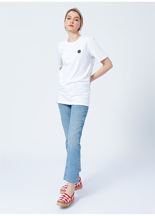 The Socks Company 22SCTS211U-100 Rasta Peace Bisiklet Yaka Rahat Kalıp Nakışlı Beyaz Kadın T-Shirt 2