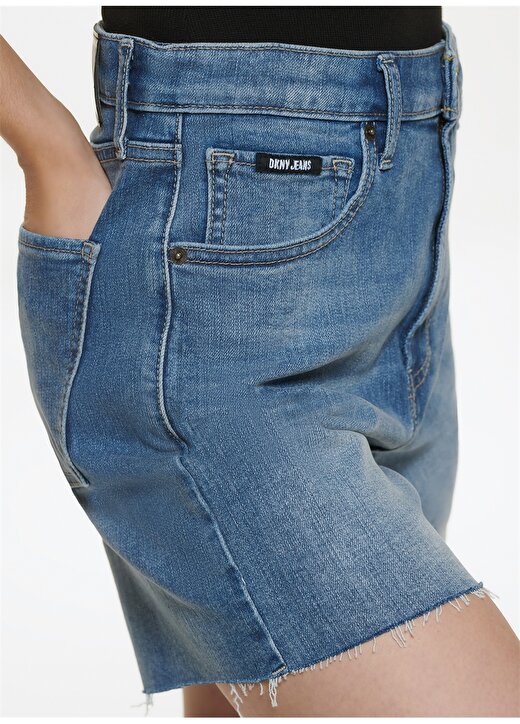Dkny Jeans Yüksek Bel Mom Fit Mavi Kadın Denim Şort E2RL0779 2