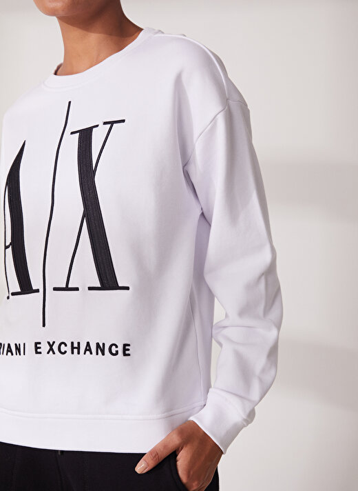 Armani Exchange Bisiklet Yaka Beyaz Kadın Sweatshırt 8NYM02-1000 3