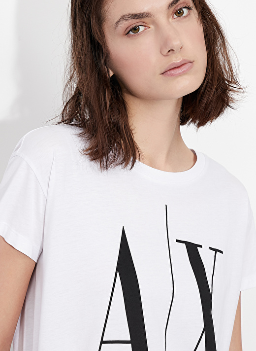 Armani Exchange Bisiklet Yaka Beyaz Kadın T-Shirt 8NYTCX-5100 2