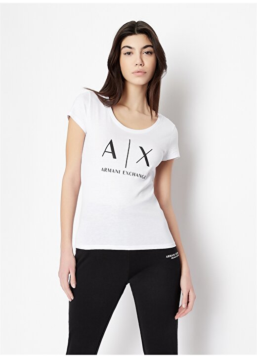 Armani Exchange Bisiklet Yaka Beyaz Kadın T-Shirt 8NYT70-1000 1