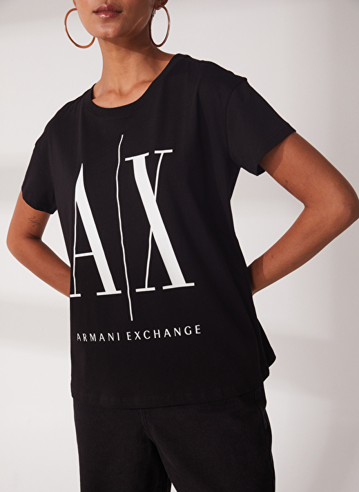 Armani Exchange Bisiklet Yaka Siyah Kadın T-Shirt 8NYTCX-1200 4