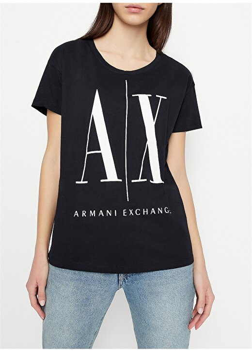Armani Exchange Bisiklet Yaka Lacivert Kadın T-Shirt 8NYTCX-1510 1