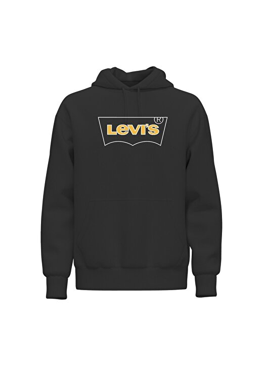 Levis T2 Relaxed Graphic Lse Outline Bw Kapüşonlu Normal Kalıp Baskılı Siyah Erkek Sweatshirt 1