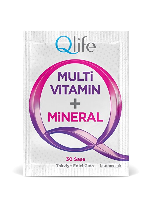 Qlife Multivitamin + Mineral Ahududu Aromalı 30 Saşe 2