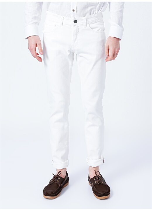 Altınyıldız Classics Normal Bel Dar Paça Slim Fit Beyaz Erkek Pantolon 4A1400000101 2