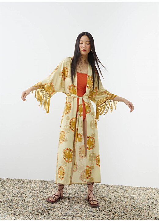 Nocturne N22YN11006 Şal Yaka Rahat Kalıp Çok Renkli Kadın Kimono 1