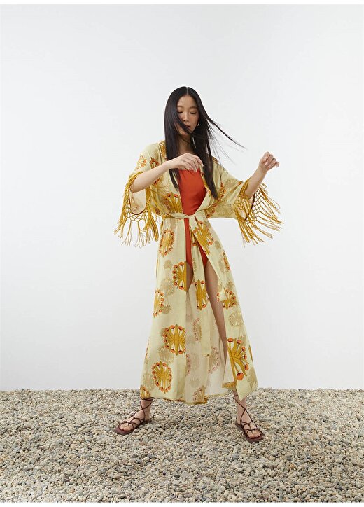 Nocturne N22YN11006 Şal Yaka Rahat Kalıp Çok Renkli Kadın Kimono 3