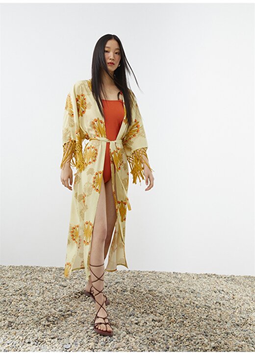 Nocturne N22YN11006 Şal Yaka Rahat Kalıp Çok Renkli Kadın Kimono 4