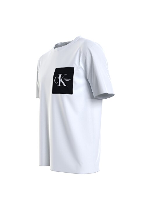 Calvin Klein Jeans Beyaz Erkek Bisiklet Yaka Düz T-Shirt J30J320192-YAF_DYNAMIC CK CONTRAST 2