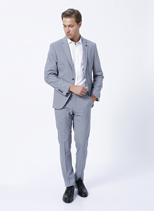 Beymen Business Normal Bel Regular Fit Gri - Mavi Erkek Takım Elbise 4B3022200011 2