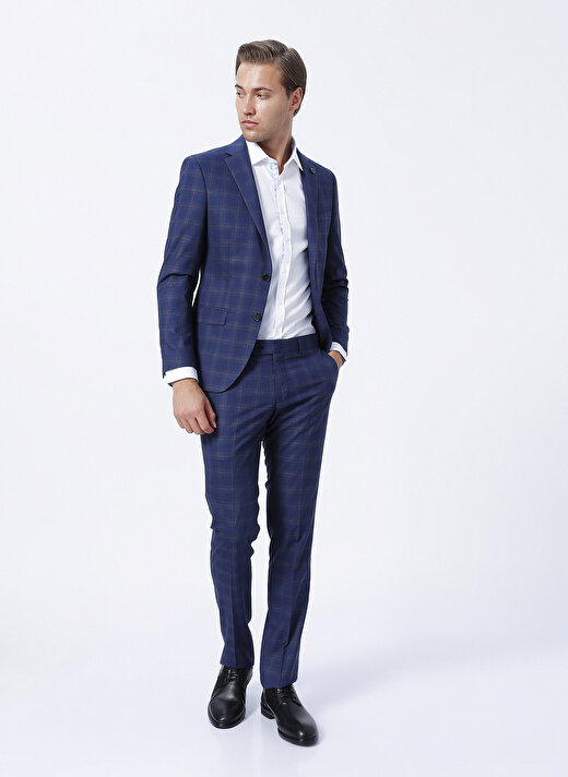 Beymen Business Normal Bel Slim Fit Lacivert Melanj Erkek Takım Elbise 4B3022200014 2