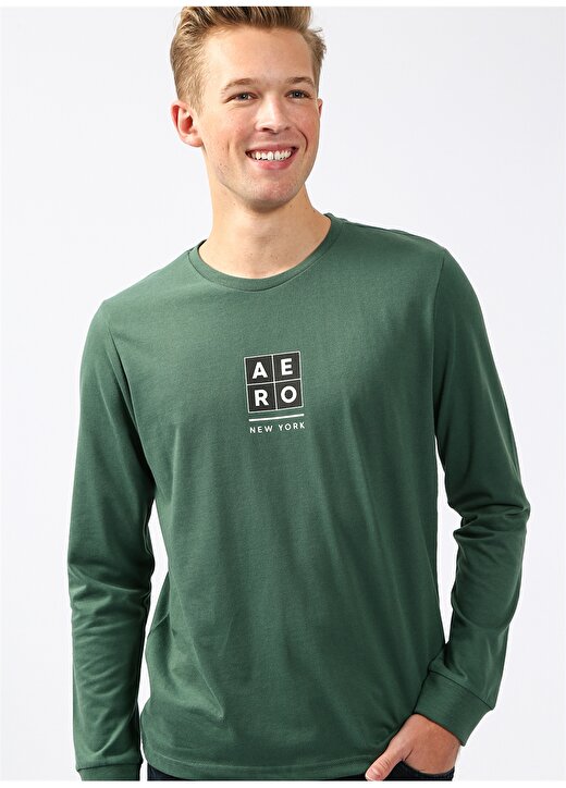 Aeropostale Bisiklet Yaka Baskılı Yeşil Erkek T-Shirt E-1189 1