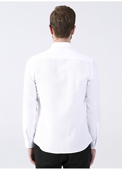 Fabrika Klasik Gömlek Yaka Armürlü Beyaz Erkek Gömlek MAYDOS 17 CPSZ KLASIK 4