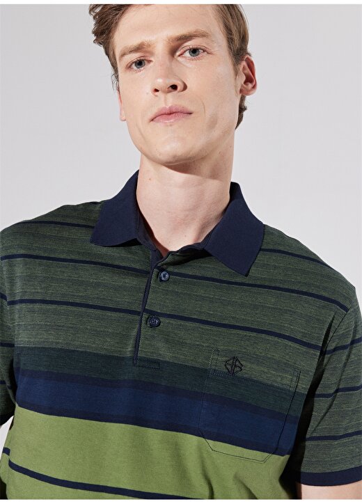 Privé Polo Yaka Lacivert - Yeşil Erkek T-Shirt 4BX482220003 3