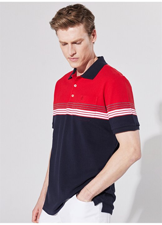 Privé Polo Yaka Kırmızı - Lacivert Erkek T-Shirt 4BX482220010 4