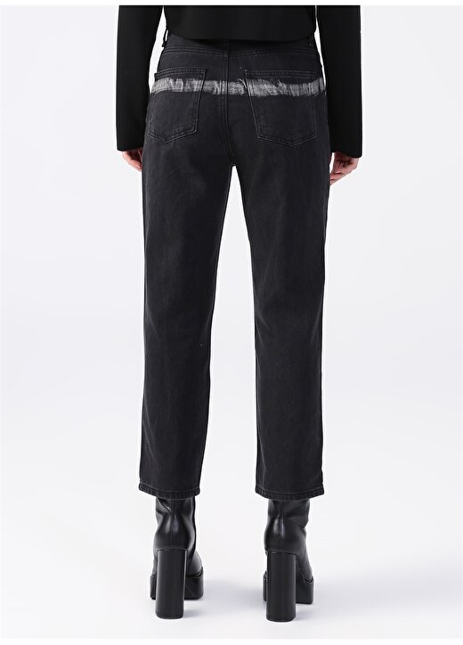 Black On Black Siyah Bol Kesim Batik Çizgi Detaylı Kadın Denim Pantolon K-KEVA 4