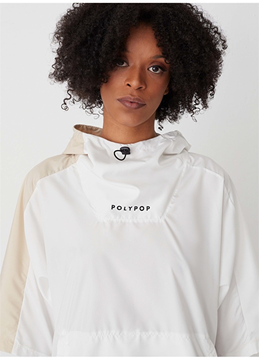 Polypop Beyaz Unisex Relaxed Baskılı Trençkot 3