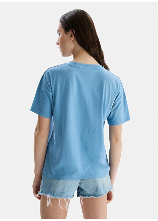 Ucla Bisiklet Yaka Mavi Kadın T-Shirt AVALON 4