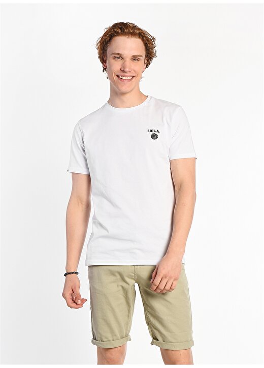 Ucla Bisiklet Yaka Beyaz Erkek T-Shirt BASS 2