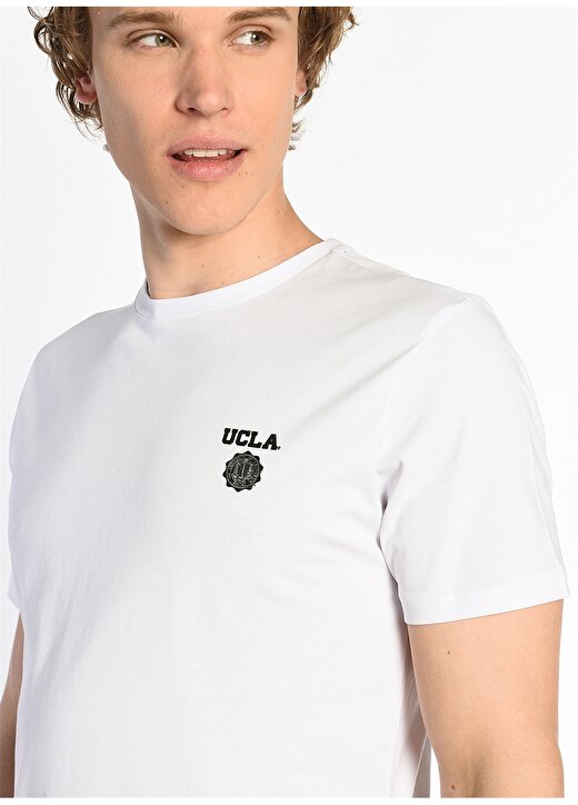 Ucla Bisiklet Yaka Beyaz Erkek T-Shirt BASS 4
