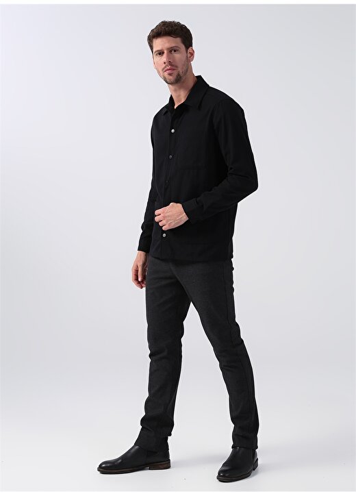 Fabrika Comfort Gömlek Yaka Düz Siyah Erkek Gömlek CM CLARKK 1 2