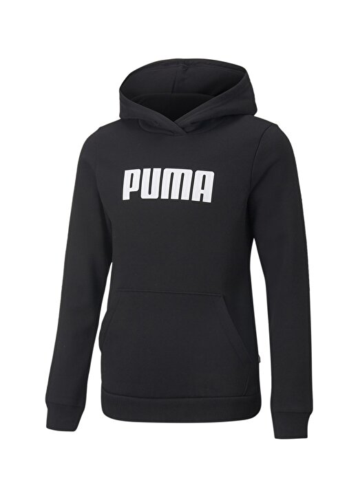Puma Siyah Kız Çocuk Kapüşonlu Uzun Kollu Baskılı Sweatshirt 84758703 Girls ESS PUMA Hoody FL 1