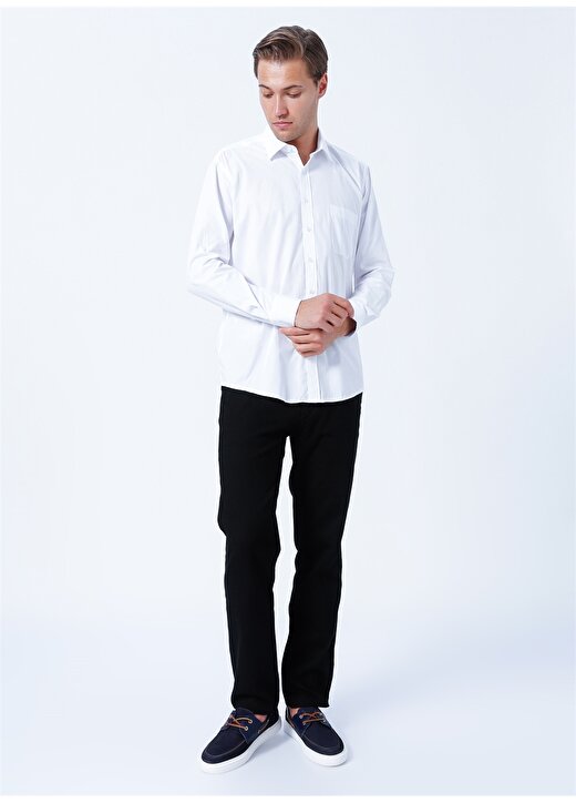 Süvari Klasik Yaka Düz Beyaz Erkek Gömlek GM1001400229 2