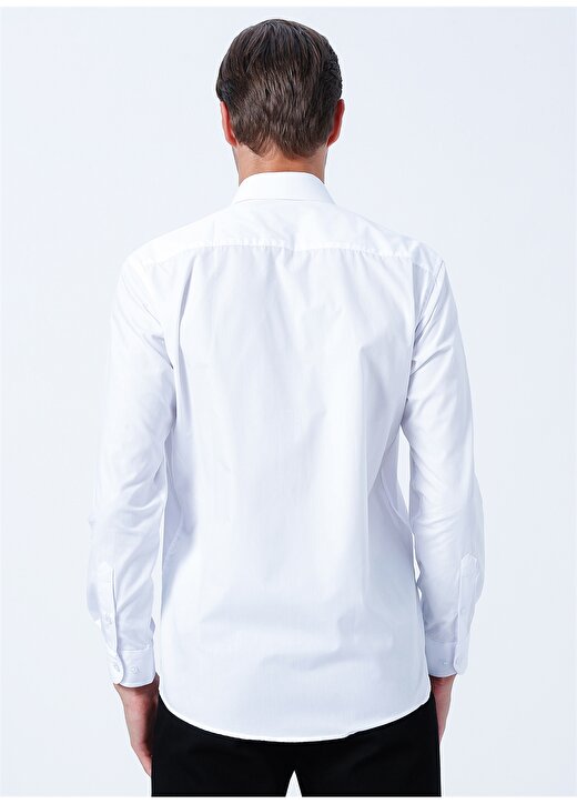 Süvari Klasik Yaka Düz Beyaz Erkek Gömlek GM1001400229 4