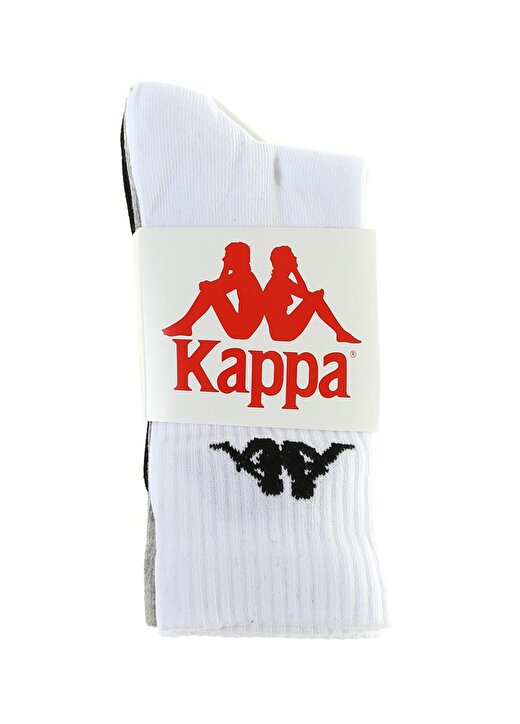 Kappa Siyah - Beyaz - Gri Unisex 3Lü Çorap 381N1KW AUTHENTIC SALLY TK 3PACK 1